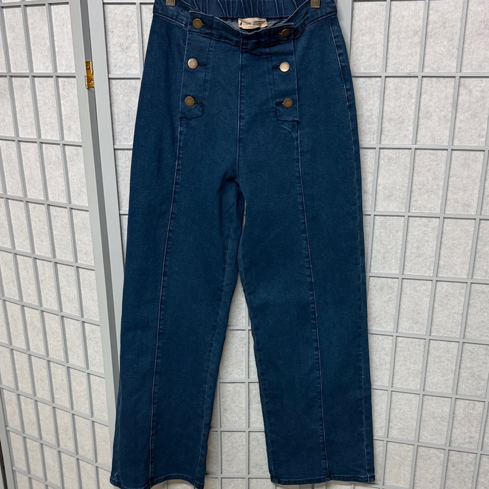 Belle Poque Elegant High Rise Navy Jeans, Size Small